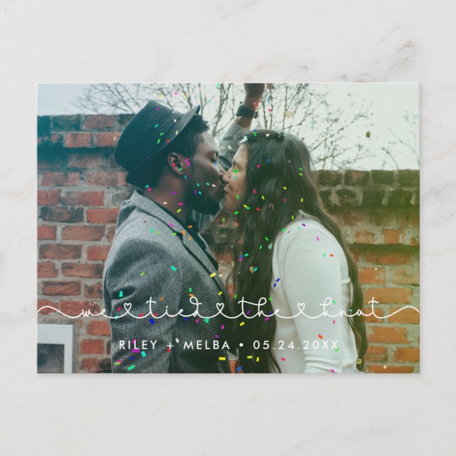 Vi har bundit knapp Cute-anslutningsfotot för hjär Vykort (Framsida)