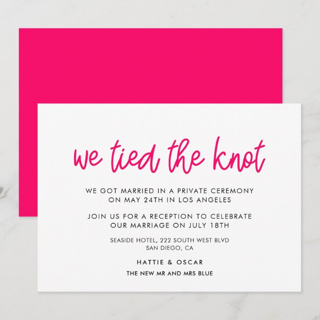 Vi har bundit Knot Modern Calligraphy-meddelandet Inbjudningar (Fram/baksida)