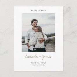 Vi har bundit Knot! Modern Photo Elopement Bröllop Meddelande Vykort