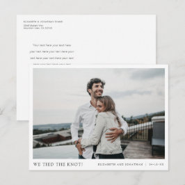Vi har bundit Knot! Modern Photo Elopement Bröllop Meddelande Vykort