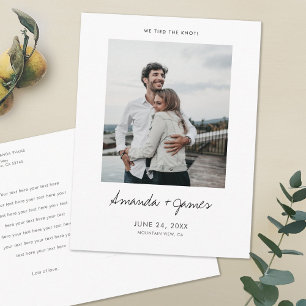 Vi har bundit Knot! Modern Photo Elopement Bröllop Meddelande Vykort