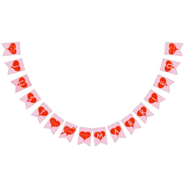 Vi har bundit Knot Red Hearts Bröllop Bunting Bann Vimplar (Alla)