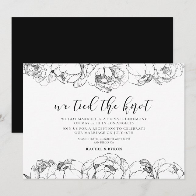 Vi har bundit kungörelsen från Knot Elegant peonie Inbjudningar (Fram/baksida)