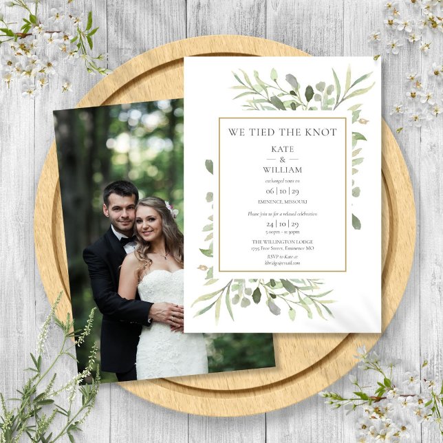 Vi har bundit kungörelsen från Knot Elopement Bröl Inbjudningar (We Tied The Knot Elopement Wedding Announcement)
