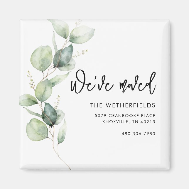 Vi Har Bytt Adress Eucalyptus Flyttning Returadres Magnet (Framsidan)