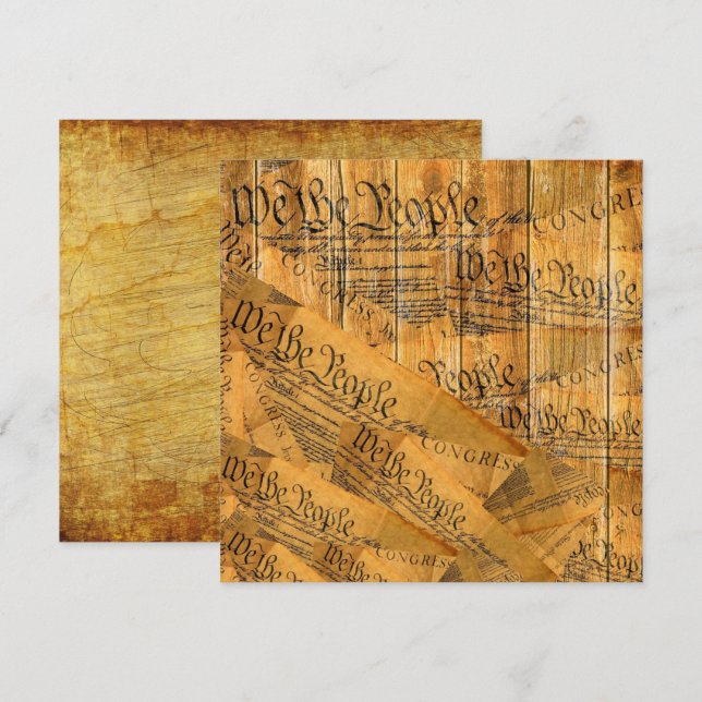 Vi har den amerikanska konstitutionen anteckningskort (Fram/baksida)