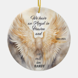 Vi har en ängel i himlen julgransprydnad keramik