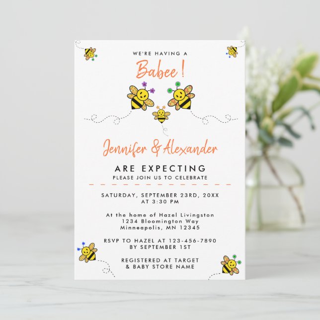 Vi har en Babee! Par Baby Shower Inbjudningar (Stående Fram)