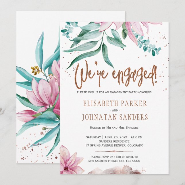 Vi har en modern typografisk förlovningsfest inbjudningar (Fram/baksida)