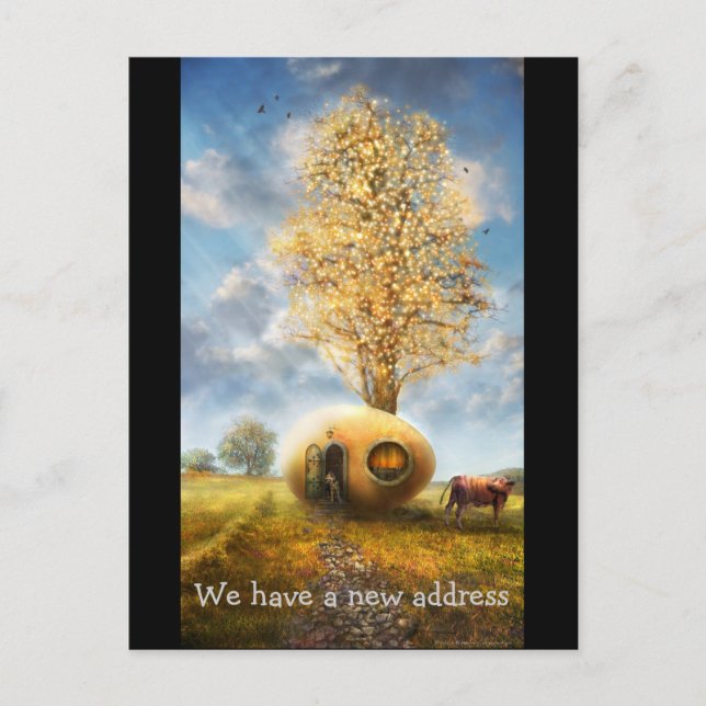 Vi har en ny adress | Funny Egg House Meddelande Vykort (Framsida)