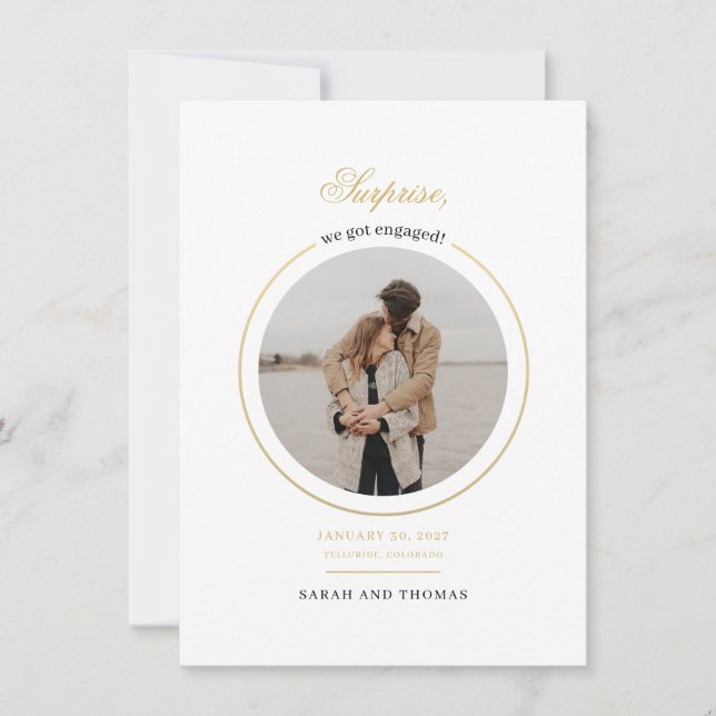 Vi Har Engagerade Modern Photo Förlovningsfest Inbjudningar (Framsida)
