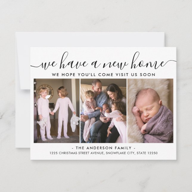 Vi har ett nytt hem Adress Flyttat 3 foto-Flytta Meddelande (Framsida)