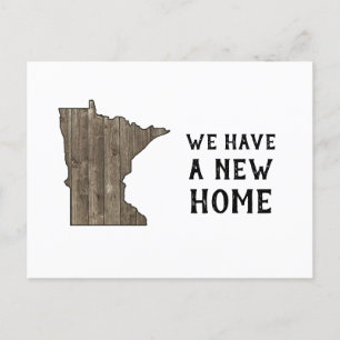 Vi har ett nytt hem-Minnesota Rustic Farmhouse Vykort