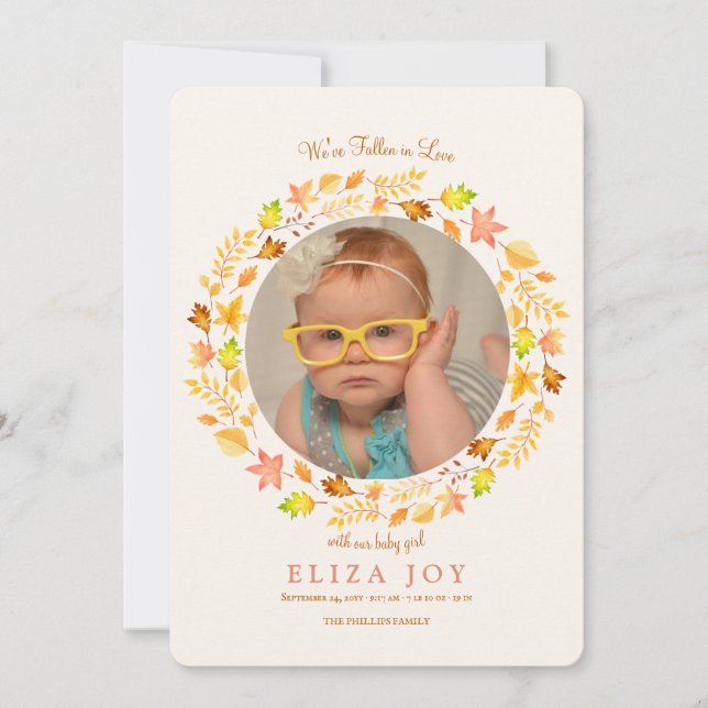 Vi har fallit i Kärlek fotofödelsemeddelande Meddelande (Framsida)