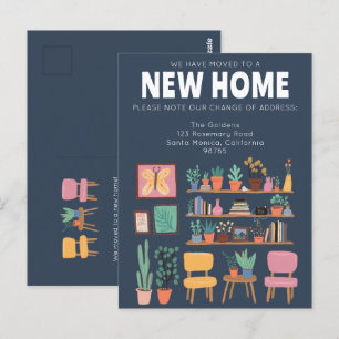 Vi har Flyttat Adress Change Cute Livingroom Vykort