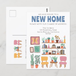 Vi har Flyttat Adress Change Cute Livingroom Vykort