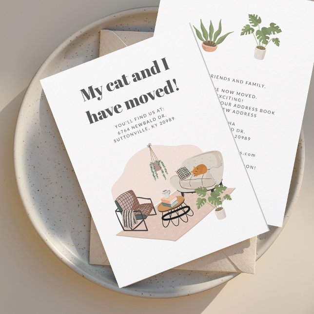 Vi har flyttat Adress Chic Flytta Meddelande (We Have Moved with Cat Moving Announcement Return Address Label)