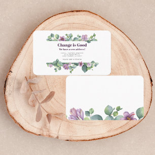 Vi har flyttat Adress Eucalyptus Flytta Announemen Visitkort