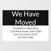Vi har Flyttat affärsmeddelanden, svartvitt