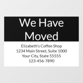 Vi har Flyttat affärsmeddelanden, svartvitt