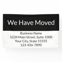 Vi har Flyttat affärsmeddelanden, svartvitt