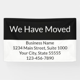 Vi har Flyttat affärsmeddelanden, svartvitt