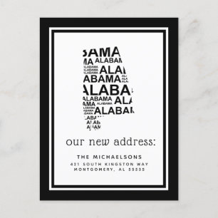 Vi har flyttat Alabama Typography Helg Vykort