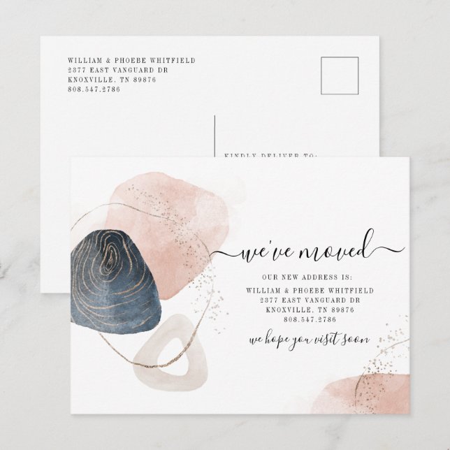 Vi har flyttat Ändring av adress Flytt Meddelande Vykort (Fram/baksida)