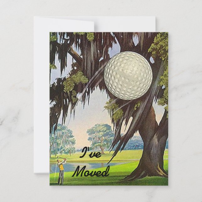 Vi har Flyttat annonsen Golfing Move Meddelande (Framsida)