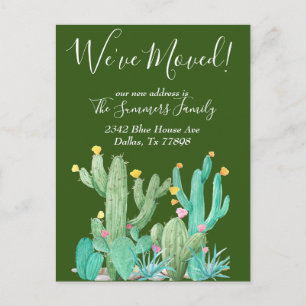 Vi har flyttat Announcement Cactus Desert Cacti Vykort