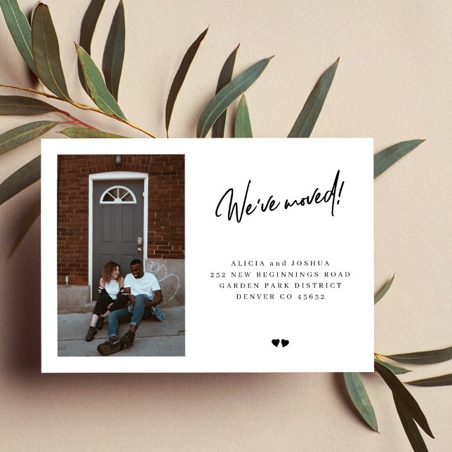 Vi har flyttat anpassningsbar fotomodern enkel fly meddelande (Skapare uppladdad)