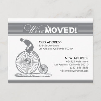VI HAR FLYTTAT! Antique Bicycle (silver) Meddelande Vykort