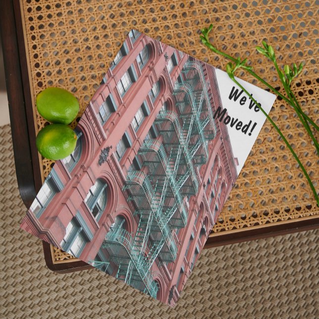 Vi har flyttat Apartment Byggnad Flytta Meddelande Vykort (In Situ)