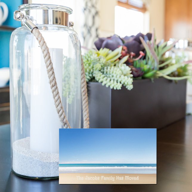Vi har flyttat Beach Home Ny adress Coastal Photo Visitkort (Skapare uppladdad)