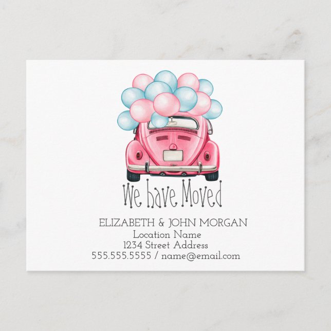 Vi har Flyttat, bilbubblor,Nya adress Meddelande Vykort (Framsida)