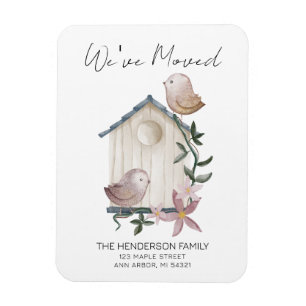 Vi har flyttat Birdhouse New Home Flytta Announgem Magnet