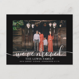 Vi har flyttat Black Photo Announonement Postcard Meddelande Vykort