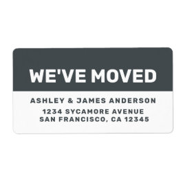 Vi har flyttat Black White Ny adress Adressetikett