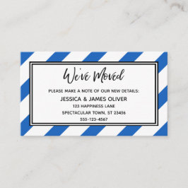 "Vi har flyttat" Blått och vitt diagonalt Rand Visitkort