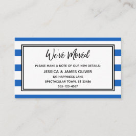 "Vi har flyttat" Blått och vitt Vågrät Rand Visitkort