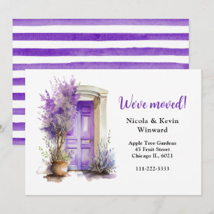 Vi Har Flyttat Blommig Lila Lavendel Dörr Meddelande