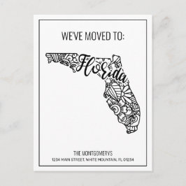 Vi har flyttat Blommig Mandala Florida State Meddelande Vykort