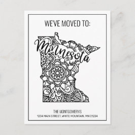 Vi har flyttat Blommig Mandala Minnesota State Meddelande Vykort