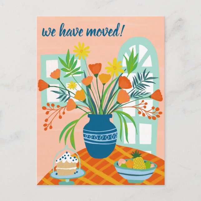 VI HAR FLYTTAT Blommigt Bouquet New Home Adress Cu Vykort (Framsida)