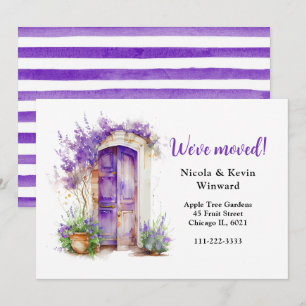 Vi har flyttat Blommigt Lila Lavender Door Meddelande