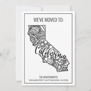Vi har flyttat Blommigt Mandala California State H Meddelande