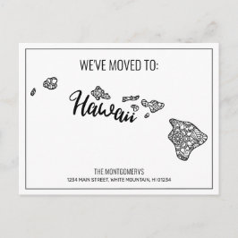 Vi har flyttat Blommigt Mandala Hawaii State Meddelande Vykort