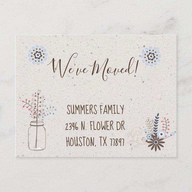 Vi har flyttat Blommor Ny adress Annonsering Moder Meddelande Vykort (Framsida)