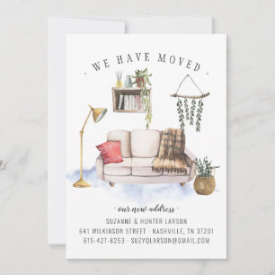 Vi har Flyttat Boho Living Room Flytta Notice Meddelande