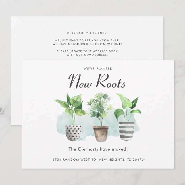 Vi har flyttat Boho New Roots Flytta Announcement Meddelande (Fram/baksida)